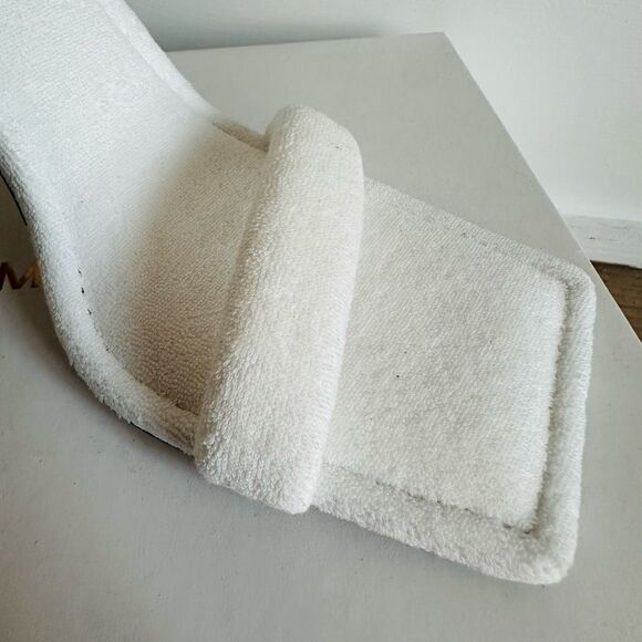 NIB Good American Terry High Heel Slide Sandals 9 White Spa Glam $179 - Picture 10 of 13